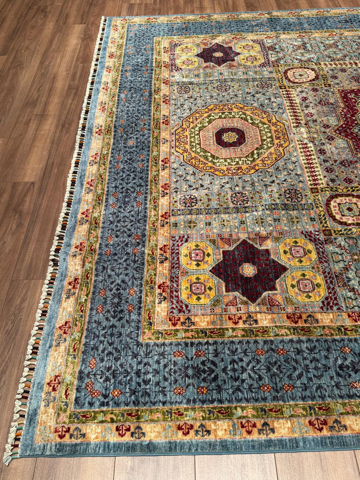 Memlük Orijinal El Dokuması Gri Kök Boya Yün Halı 247x295 7.29 Metrekare - 7x10 ft