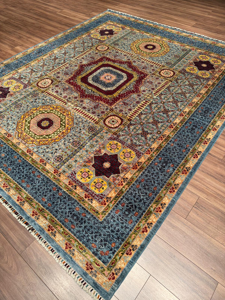 Memlük Orijinal El Dokuması Gri Kök Boya Yün Halı 247x295 7.29 Metrekare - 7x10 ft