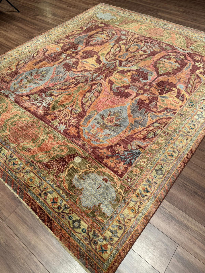 Selçuklu Orijinal El Dokuması Turuncu Kök Boya Yün Halı 251x296 7.43 Metrekare - 7x10 ft