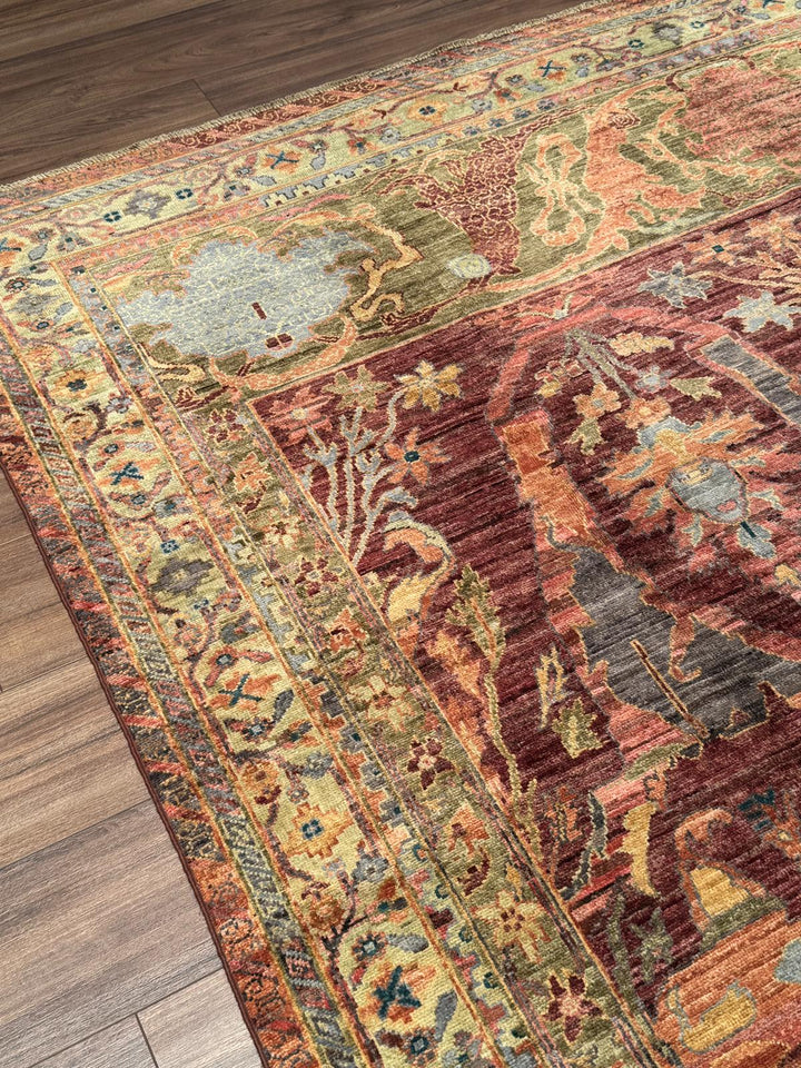 Selçuklu Orijinal El Dokuması Turuncu Kök Boya Yün Halı 251x296 7.43 Metrekare - 7x10 ft