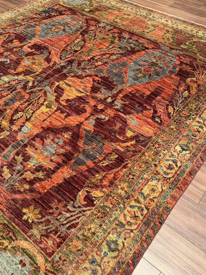 Selçuklu Orijinal El Dokuması Turuncu Kök Boya Yün Halı 251x296 7.43 Metrekare - 7x10 ft