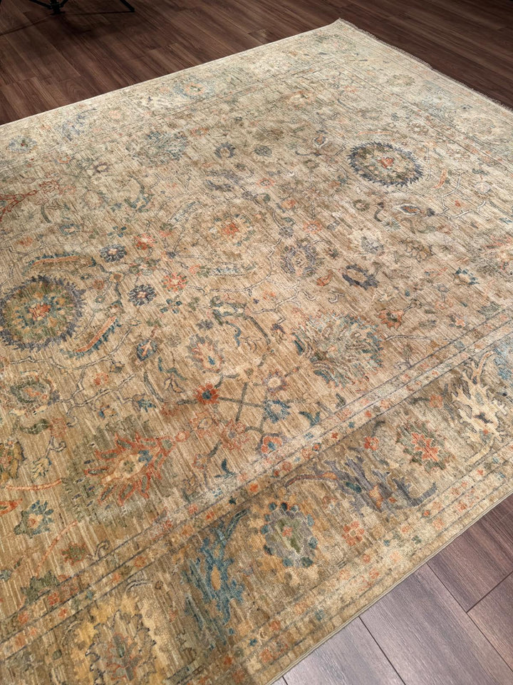 Selçuklu Orijinal El Dokuması Bej Kök Boya Yün Halı 242x294 7.11 Metrekare - 7x10 ft