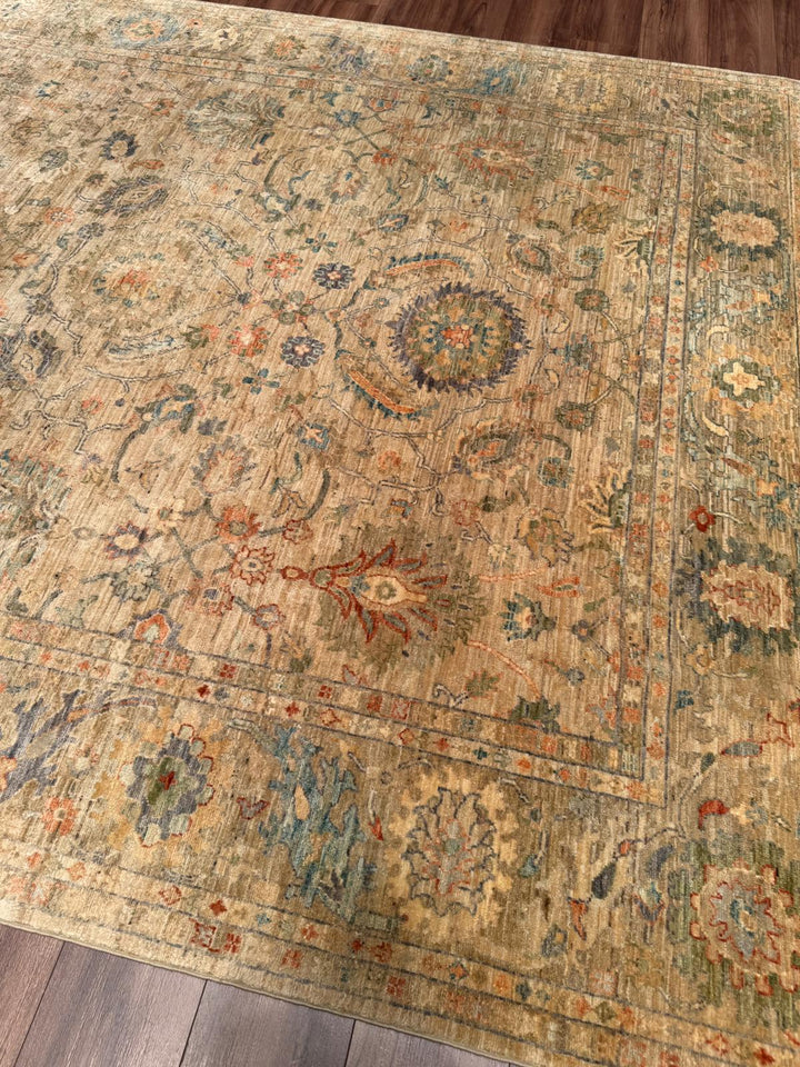 Selçuklu Orijinal El Dokuması Bej Kök Boya Yün Halı 242x294 7.11 Metrekare - 7x10 ft