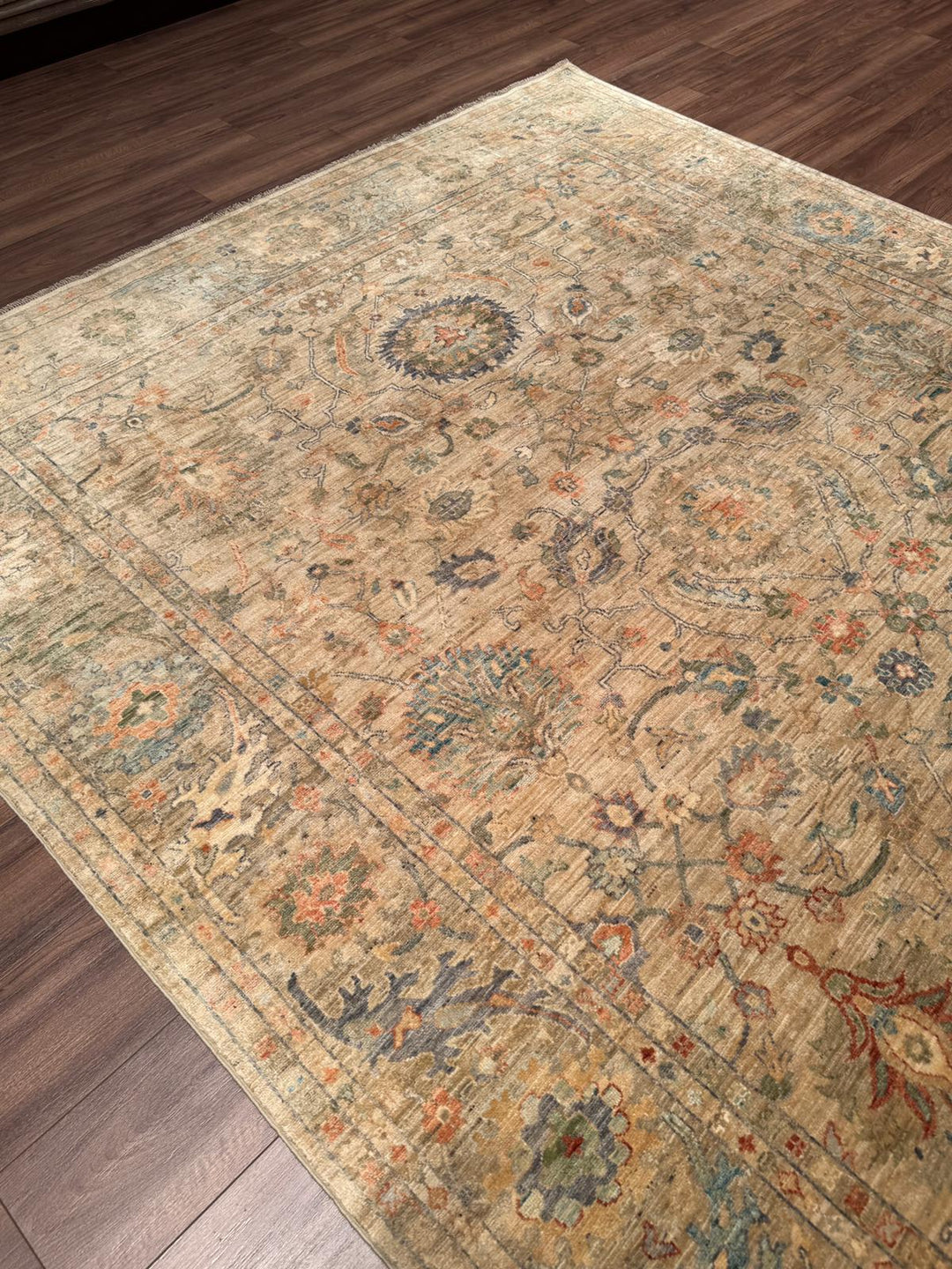 Selçuklu Orijinal El Dokuması Bej Kök Boya Yün Halı 242x294 7.11 Metrekare - 7x10 ft