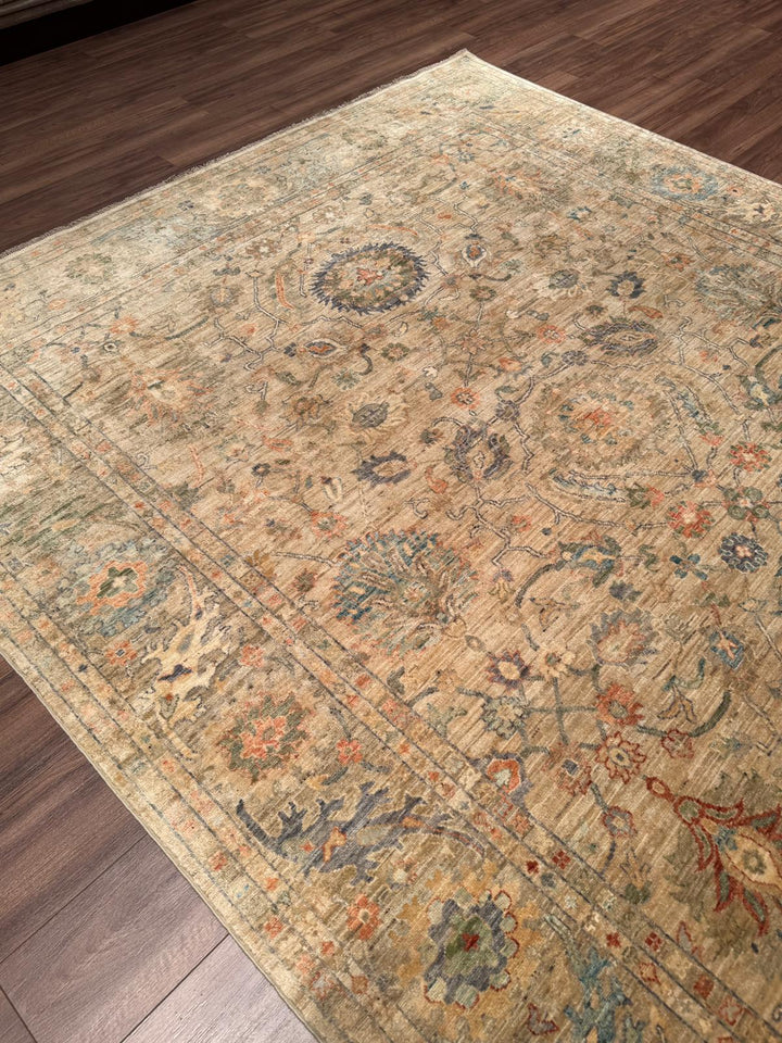 Selçuklu Orijinal El Dokuması Bej Kök Boya Yün Halı 242x294 7.11 Metrekare - 7x10 ft