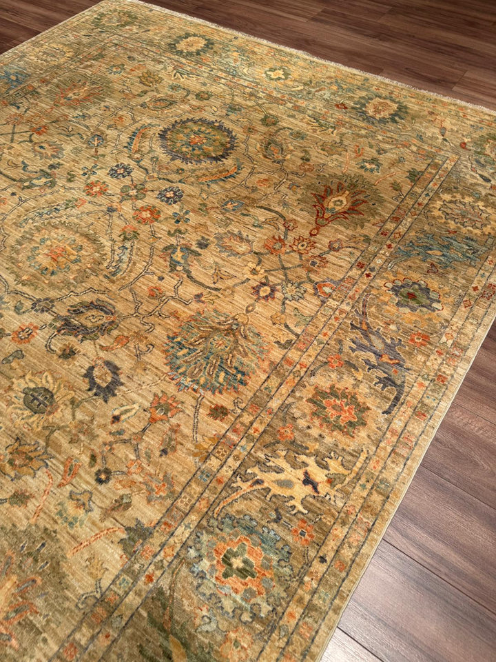 Selçuklu Orijinal El Dokuması Bej Kök Boya Yün Halı 242x294 7.11 Metrekare - 7x10 ft
