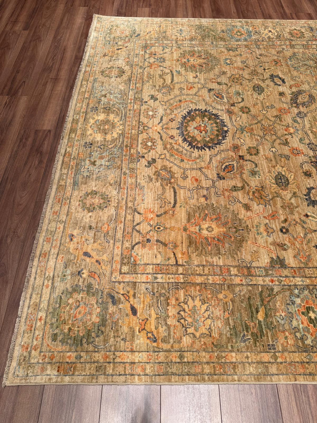 Selçuklu Orijinal El Dokuması Bej Kök Boya Yün Halı 242x294 7.11 Metrekare - 7x10 ft