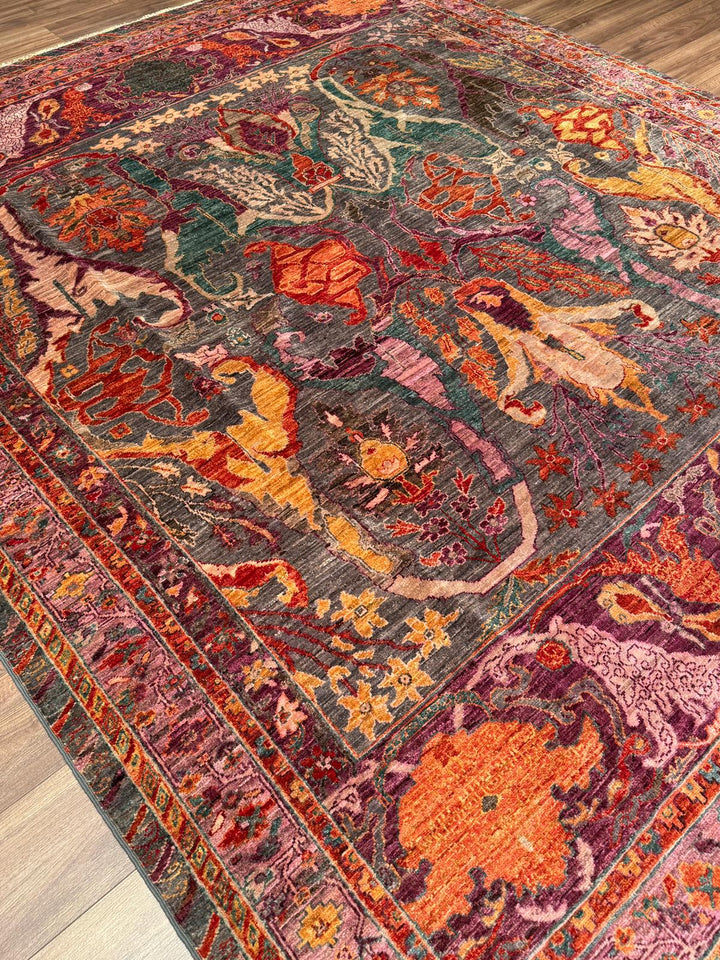 Selçuklu Orijinal El Dokuması Pembe Kök Boya Yün Halı 252x298 7.51 Metrekare - 7x10 ft