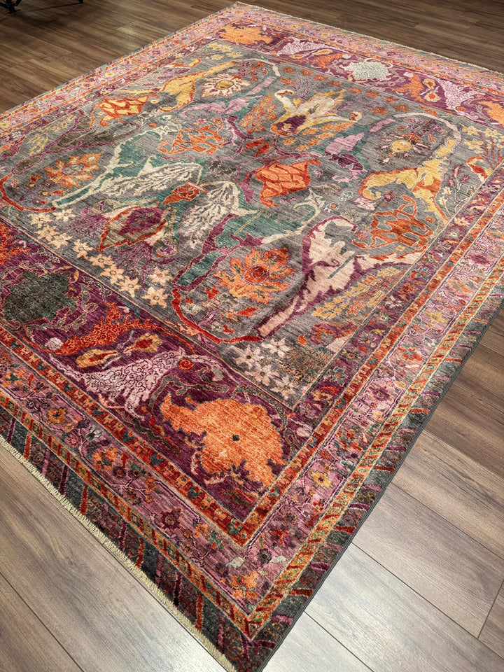 Selçuklu Orijinal El Dokuması Pembe Kök Boya Yün Halı 252x298 7.51 Metrekare - 7x10 ft