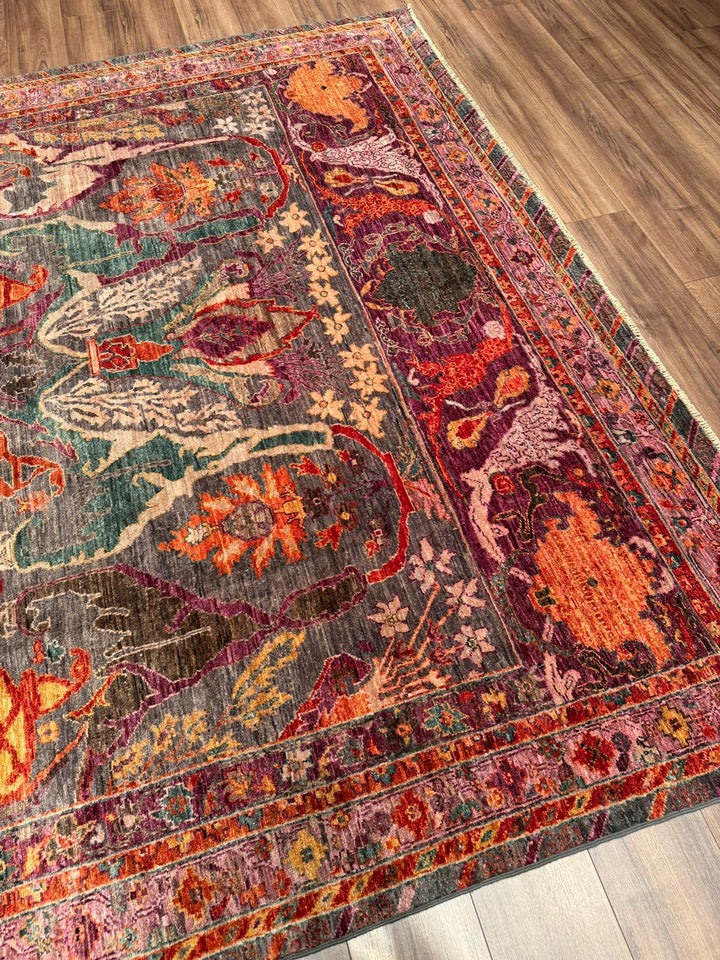 Selçuklu Orijinal El Dokuması Pembe Kök Boya Yün Halı 252x298 7.51 Metrekare - 7x10 ft