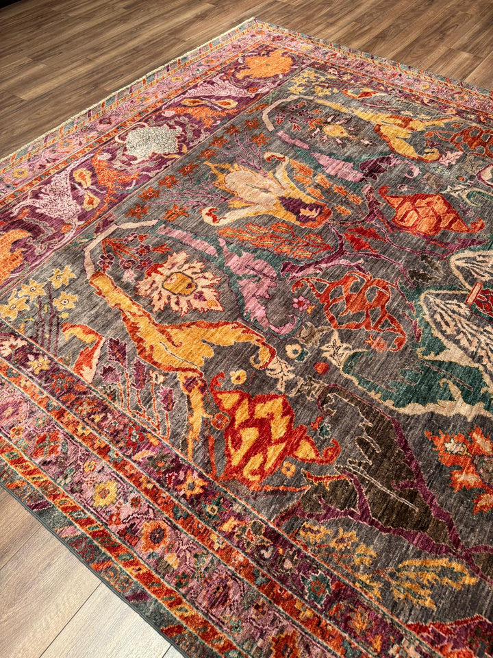 Selçuklu Orijinal El Dokuması Pembe Kök Boya Yün Halı 252x298 7.51 Metrekare - 7x10 ft