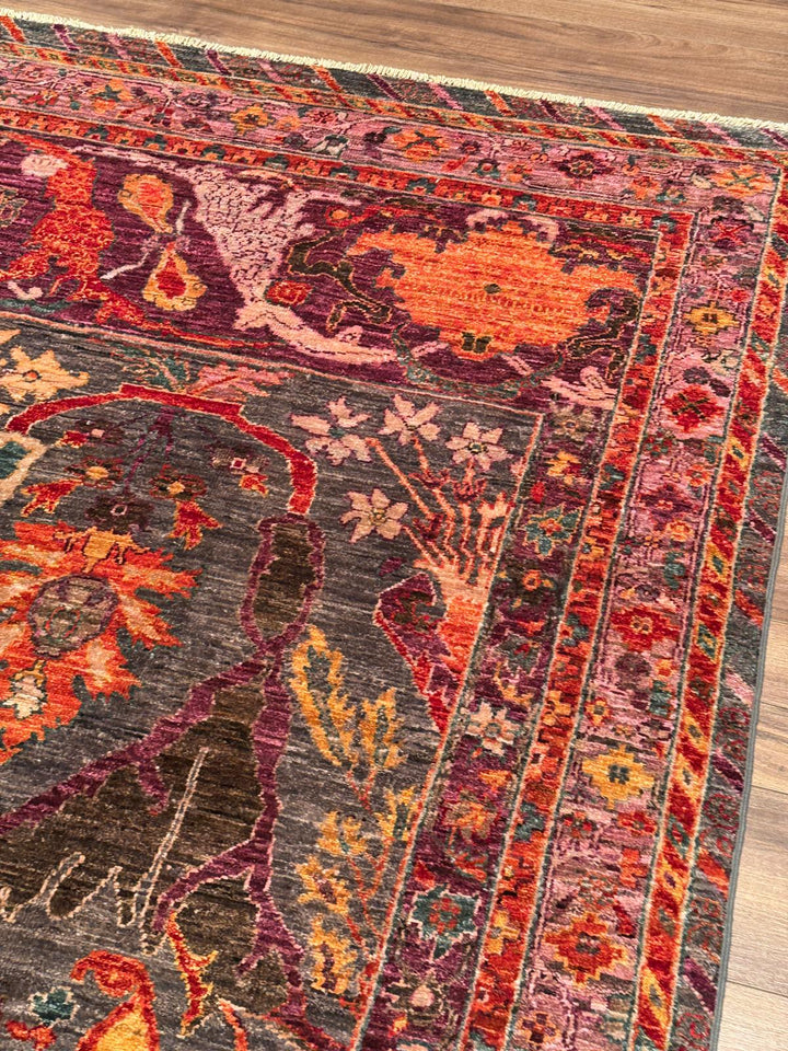 Selçuklu Orijinal El Dokuması Pembe Kök Boya Yün Halı 252x298 7.51 Metrekare - 7x10 ft