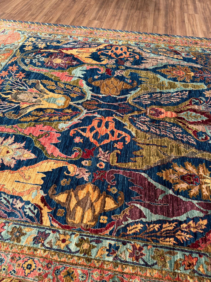 Selçuklu Orijinal El Dokuması Lacivert Kök Boya Yün Halı 246x310 7.63 Metrekare - 7x10 ft