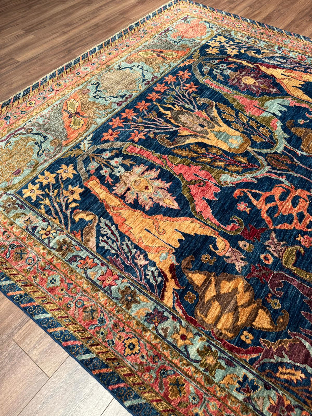 Selçuklu Orijinal El Dokuması Lacivert Kök Boya Yün Halı 246x310 7.63 Metrekare - 7x10 ft