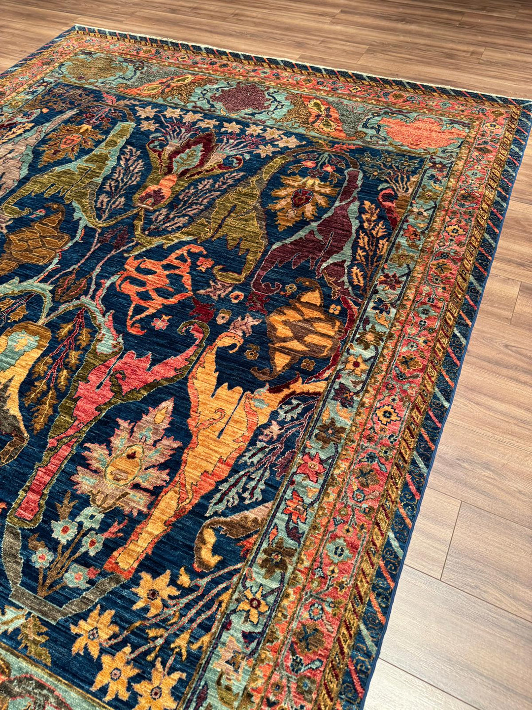 Selçuklu Orijinal El Dokuması Lacivert Kök Boya Yün Halı 246x310 7.63 Metrekare - 7x10 ft