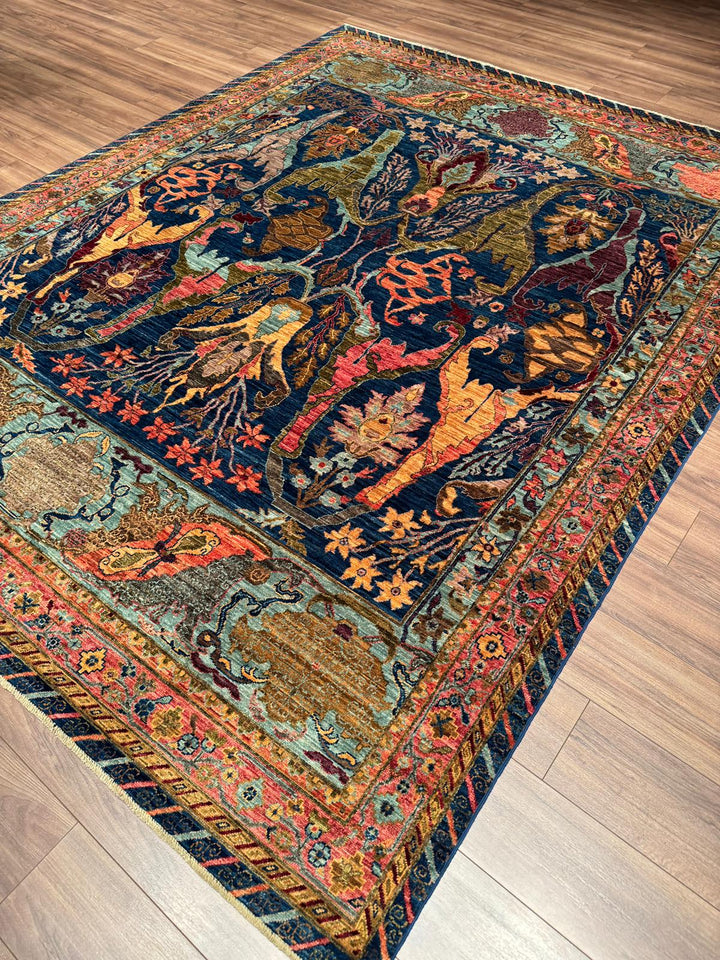 Selçuklu Orijinal El Dokuması Lacivert Kök Boya Yün Halı 246x310 7.63 Metrekare - 7x10 ft