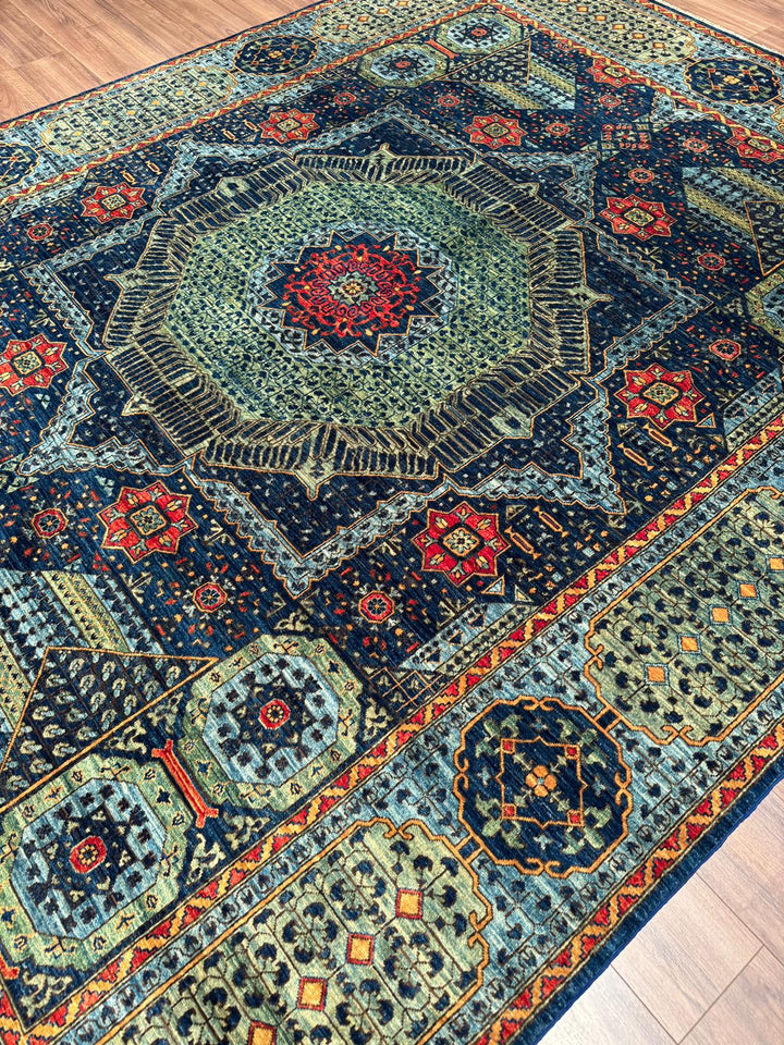 Selçuklu Orijinal El Dokuması Mavi Kök Boya Yün Halı 276x353 9.74 Metrekare - 9x12 ft