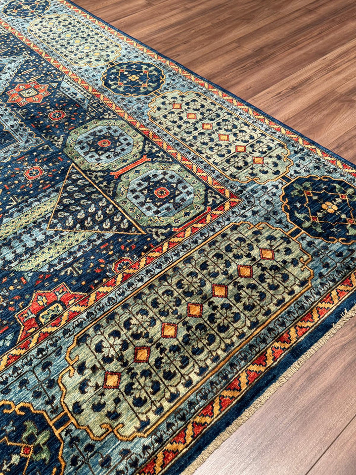 Selçuklu Orijinal El Dokuması Mavi Kök Boya Yün Halı 276x353 9.74 Metrekare - 9x12 ft