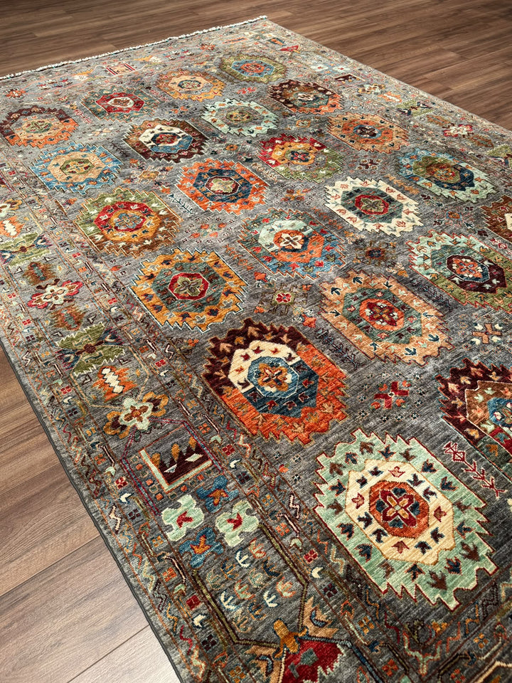 Veziri Orijinal El Dokuması Gri Kök Boya Yün Halı 203x307 6.23 Metrekare - 7x10 ft