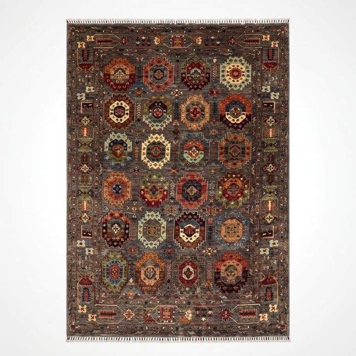 Veziri Orijinal El Dokuması Gri Kök Boya Yün Halı 203x307 6.23 Metrekare - 7x10 ft