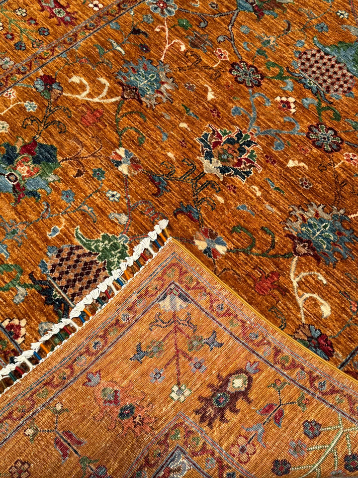 Sultani Binbirgece Orijinal El Dokuması Turuncu Kök Boya Yün Halı 154x194 2.99 Metrekare - 5x6 ft