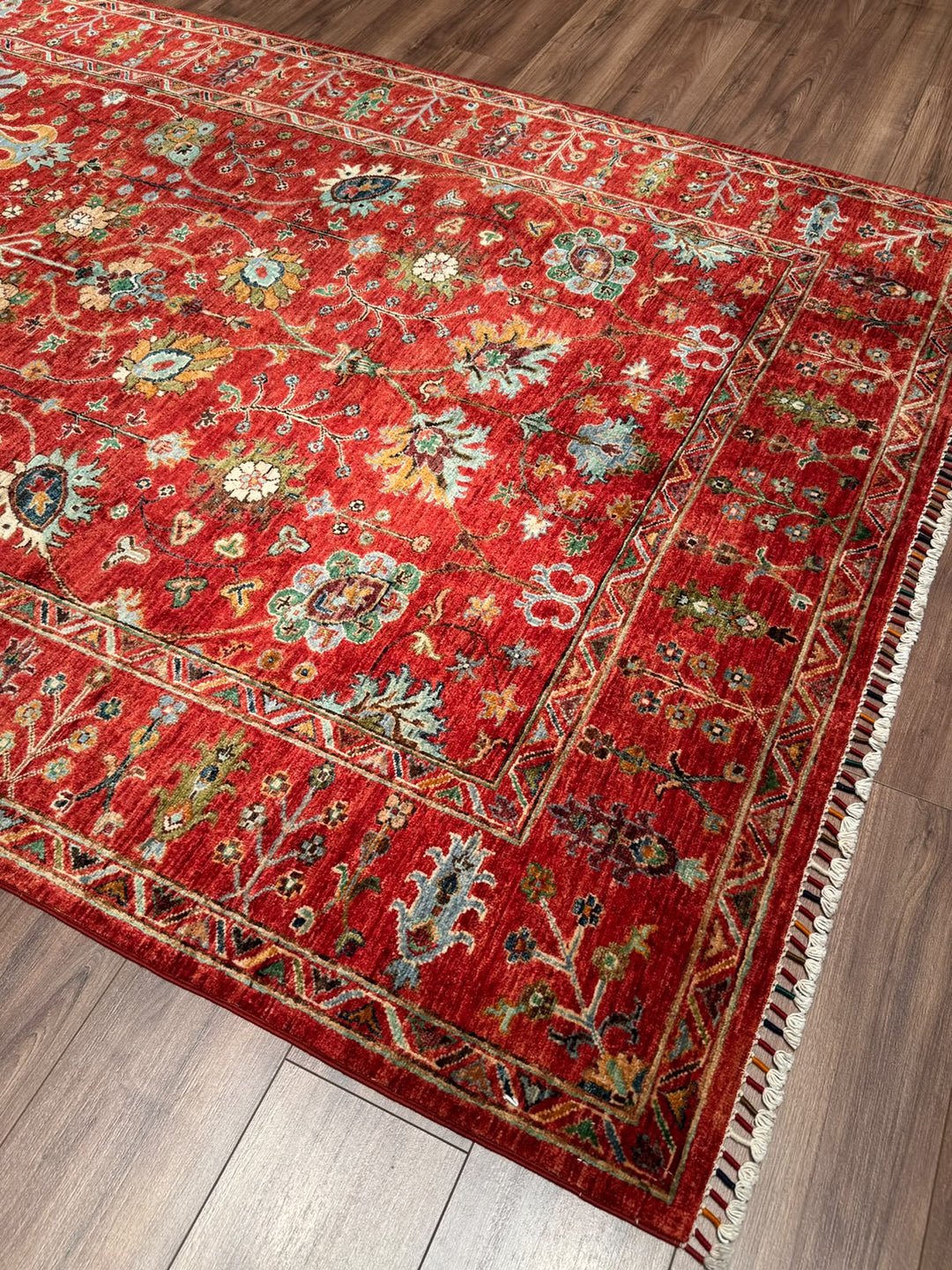 Sultani Çiçekli Orijinal El Dokuması Kırmızı Kök Boya Yün Halı 176x248 4.36 Metrekare - 5x8
