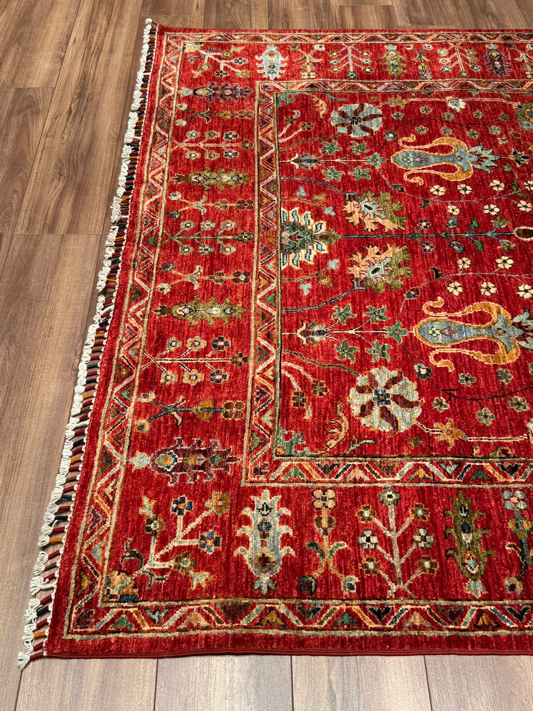 Sultani Çiçekli Orijinal El Dokuması Kırmızı Kök Boya Yün Halı 176x248 4.36 Metrekare - 5x8