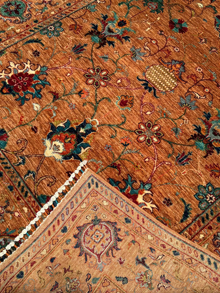 Sultani Binbirgece Orijinal El Dokuması Somon Kök Boya Yün Halı 177x247 4.25 Metrekare - 5x8 ft