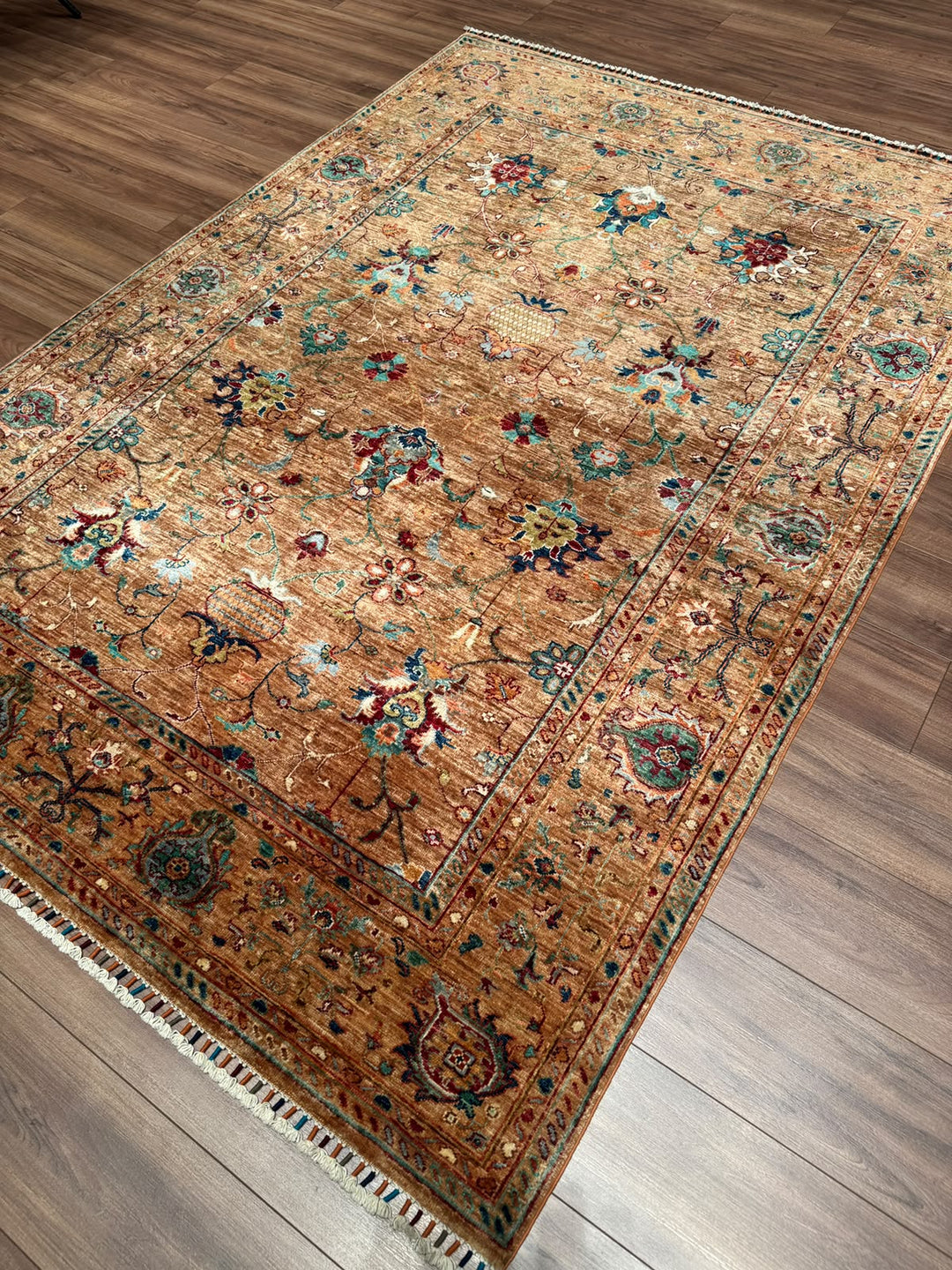 Sultani Binbirgece Orijinal El Dokuması Somon Kök Boya Yün Halı 177x247 4.25 Metrekare - 5x8 ft