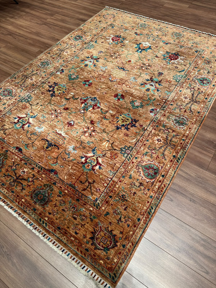 Sultani Binbirgece Orijinal El Dokuması Somon Kök Boya Yün Halı 177x247 4.25 Metrekare - 5x8 ft