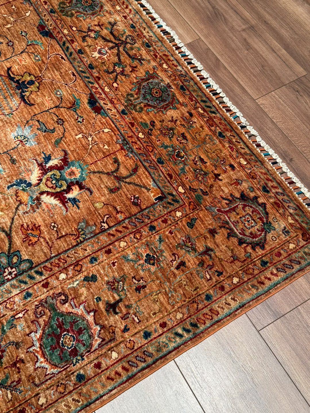 Sultani Binbirgece Orijinal El Dokuması Somon Kök Boya Yün Halı 177x247 4.25 Metrekare - 5x8 ft
