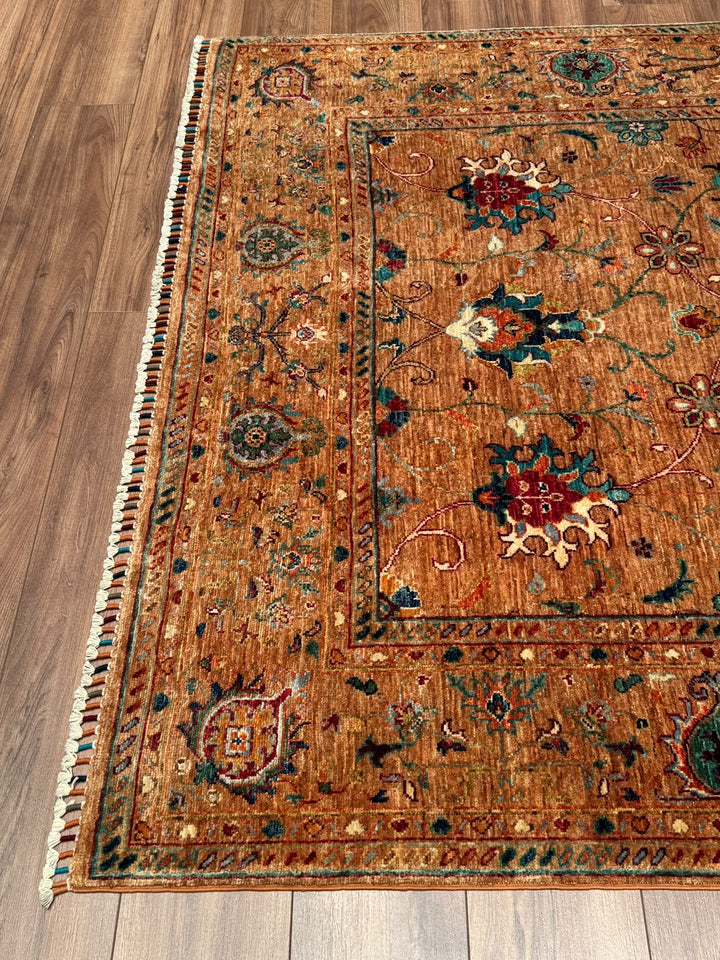 Sultani Binbirgece Orijinal El Dokuması Somon Kök Boya Yün Halı 177x247 4.25 Metrekare - 5x8 ft