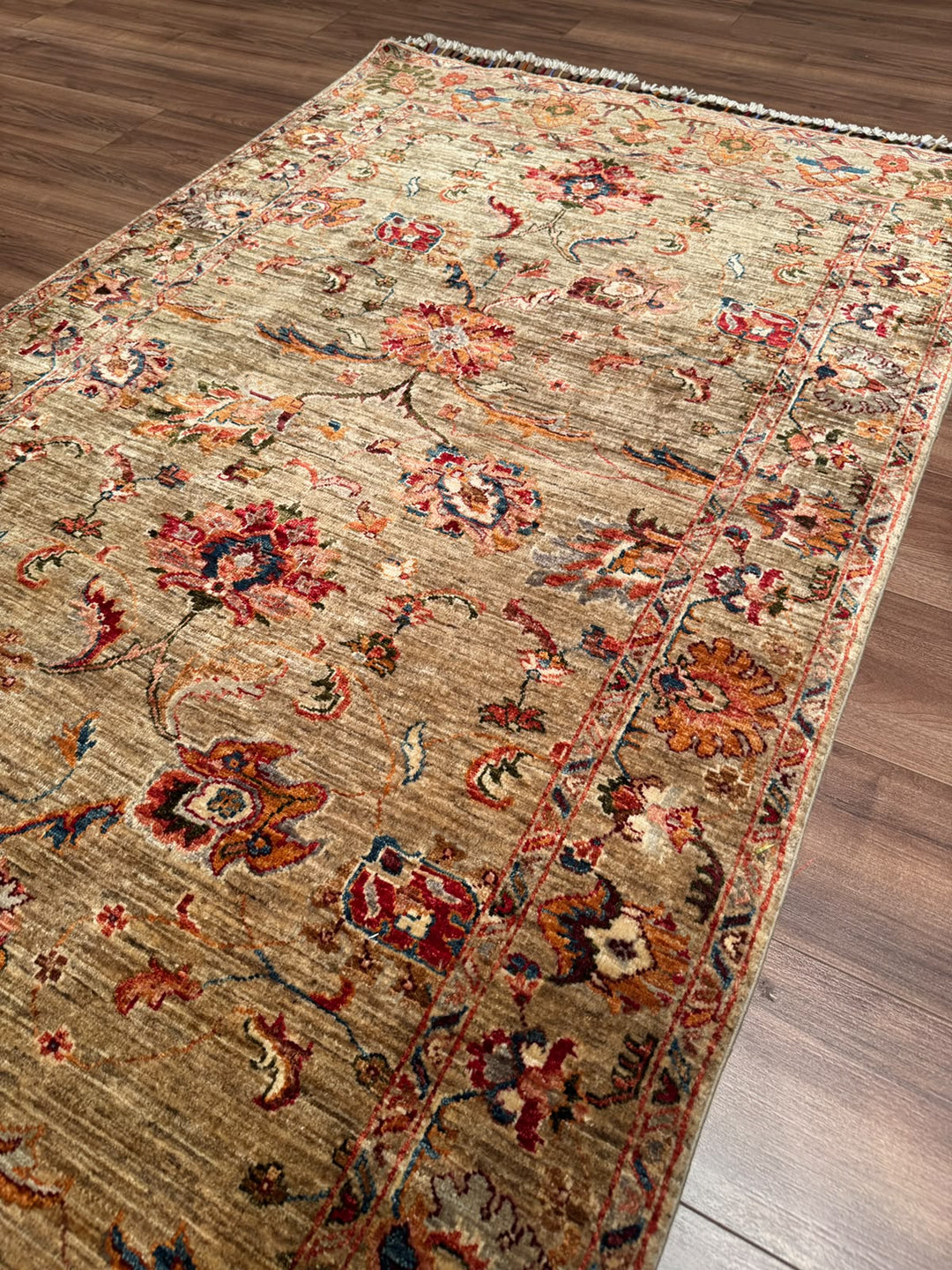 Sultani Binbirgece Yolluk Orijinal El Dokuması Bej Kök Boya Yün Halı 117x394 4.61 Metrekare - 4x13 ft