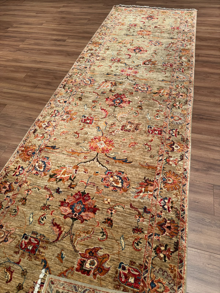 Sultani Binbirgece Yolluk Orijinal El Dokuması Bej Kök Boya Yün Halı 117x394 4.61 Metrekare - 4x13 ft