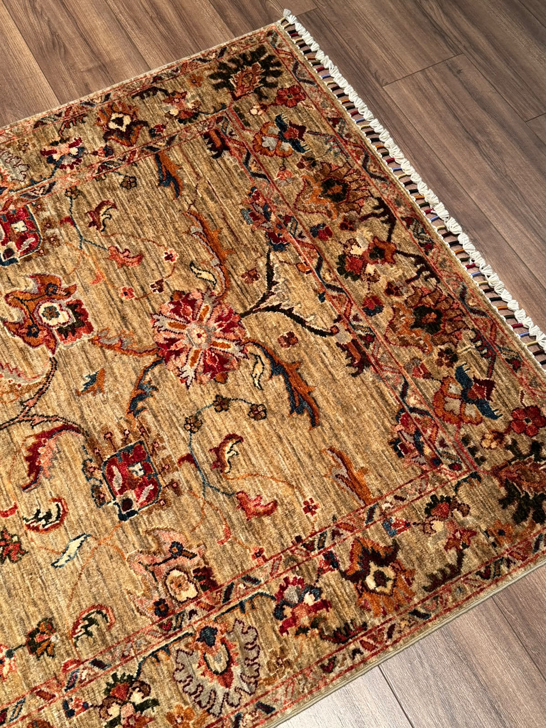 Sultani Binbirgece Yolluk Orijinal El Dokuması Bej Kök Boya Yün Halı 117x394 4.61 Metrekare - 4x13 ft