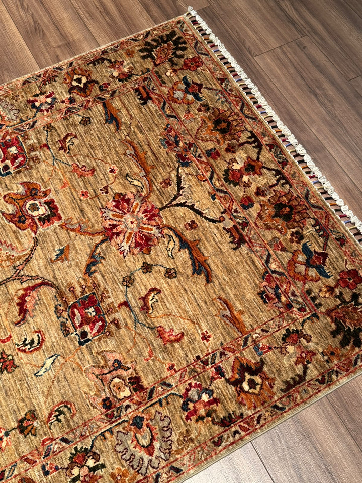 Sultani Binbirgece Yolluk Orijinal El Dokuması Bej Kök Boya Yün Halı 117x394 4.61 Metrekare - 4x13 ft