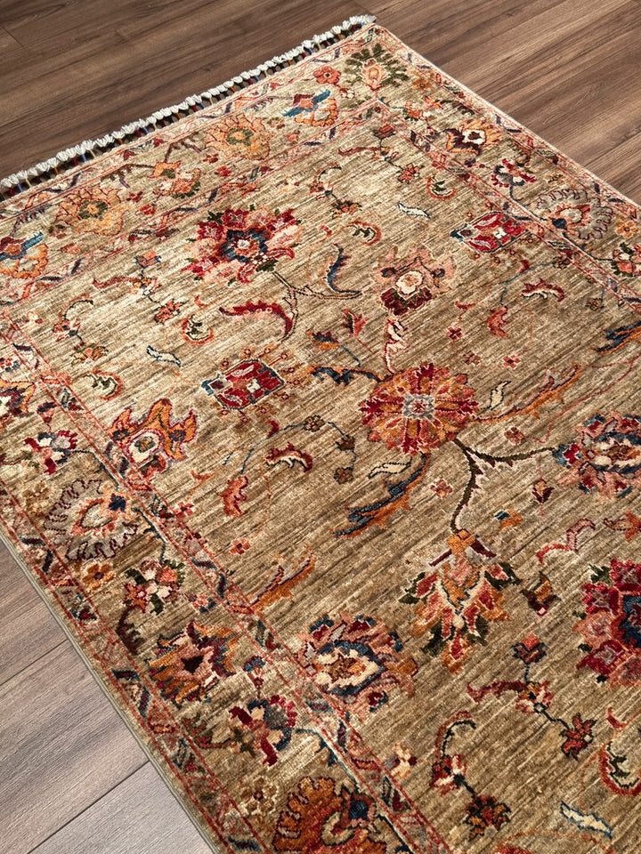 Sultani Binbirgece Yolluk Orijinal El Dokuması Bej Kök Boya Yün Halı 117x394 4.61 Metrekare - 4x13 ft