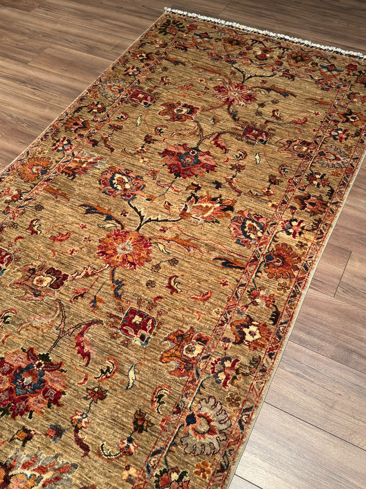 Sultani Binbirgece Yolluk Orijinal El Dokuması Bej Kök Boya Yün Halı 117x394 4.61 Metrekare - 4x13 ft
