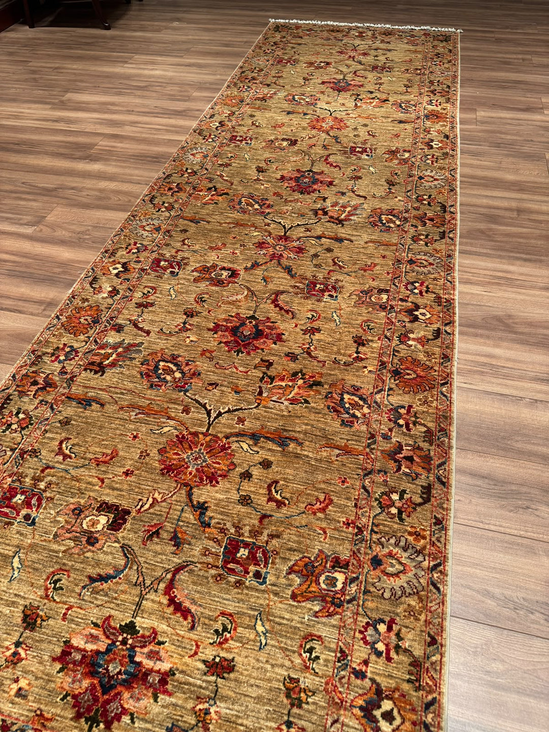 Sultani Binbirgece Yolluk Orijinal El Dokuması Bej Kök Boya Yün Halı 117x394 4.61 Metrekare - 4x13 ft