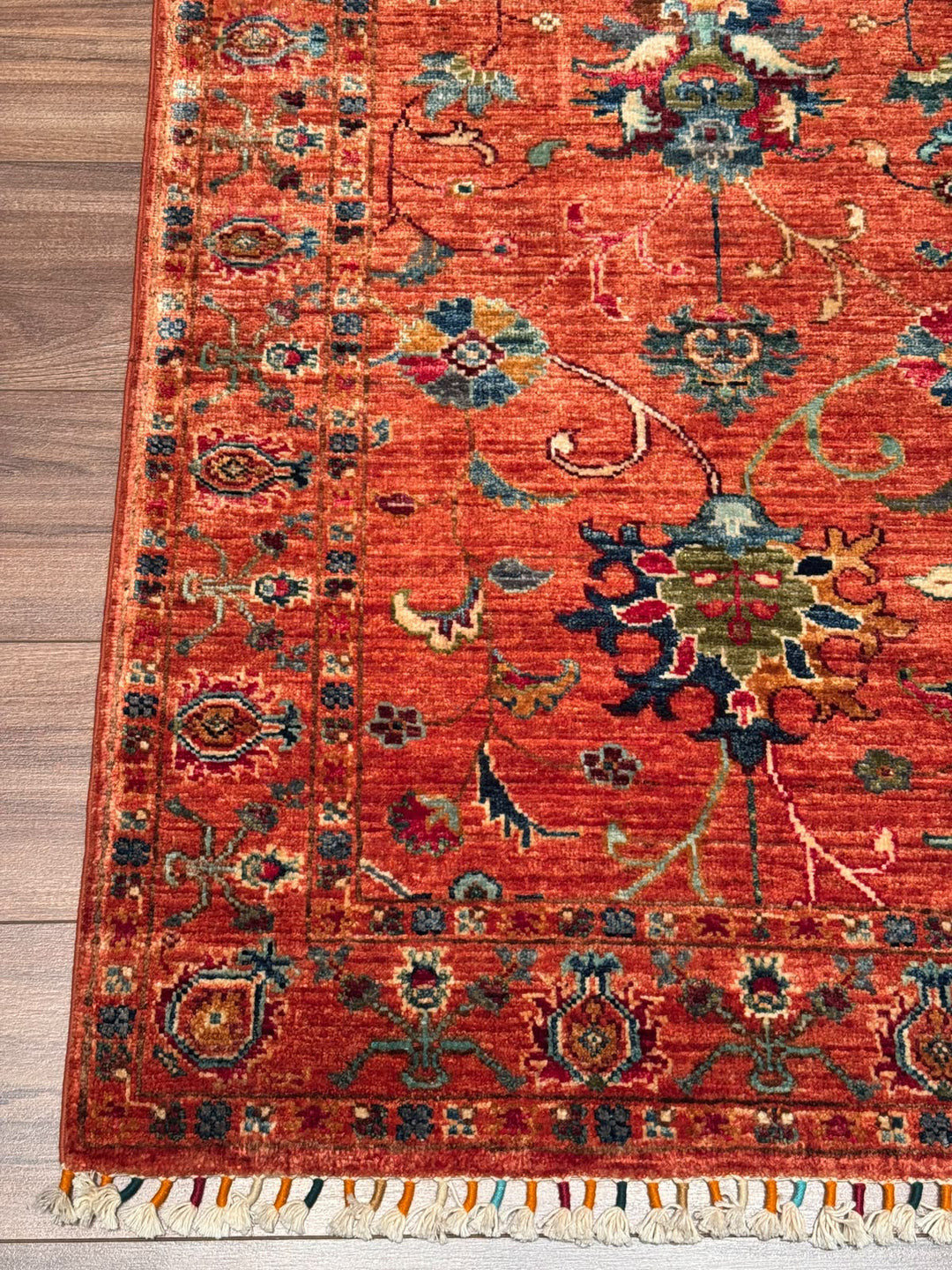 Sultani Binbirgece Yolluk Orijinal El Dokuması Turuncu Kök Boya Yün Halı 0.82x243 1.99 Metrekare - 3x8 ft
