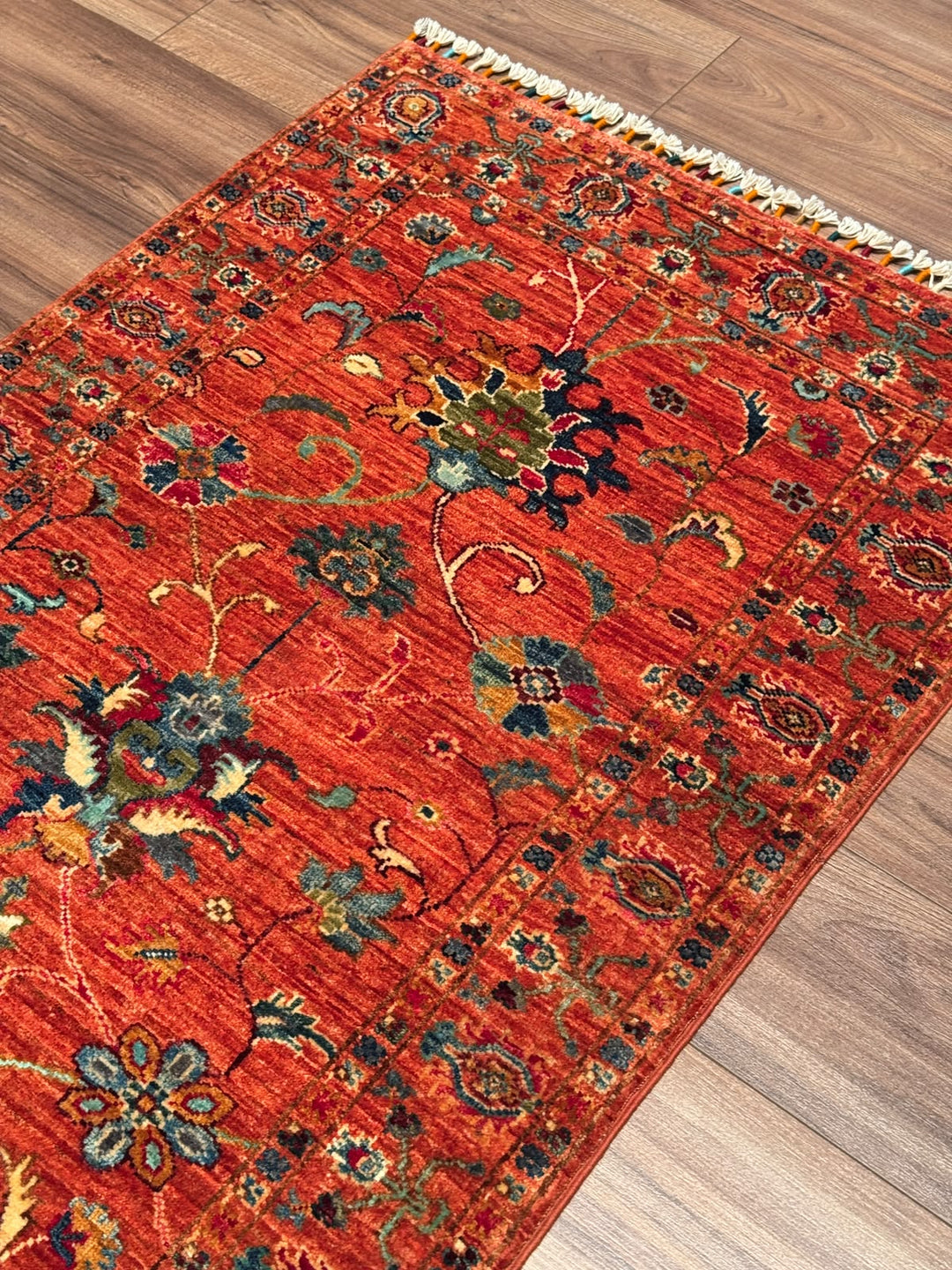 Sultani Binbirgece Yolluk Orijinal El Dokuması Turuncu Kök Boya Yün Halı 0.82x243 1.99 Metrekare - 3x8 ft