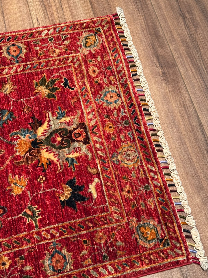 Sultani Binbirgece Uzun Yolluk Orijinal El Dokuması Kırmızı Kök Boya Yün Halı 0.78x417 3.25 Metrekare - 3x13 ft