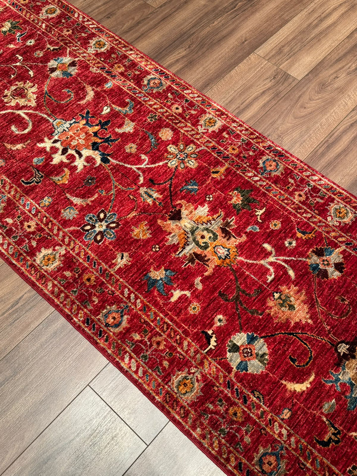 Sultani Binbirgece Uzun Yolluk Orijinal El Dokuması Kırmızı Kök Boya Yün Halı 0.78x417 3.25 Metrekare - 3x13 ft