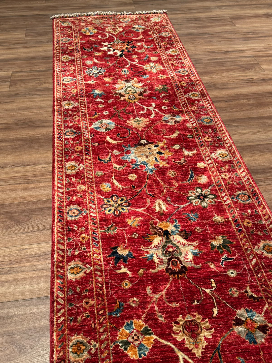 Sultani Binbirgece Uzun Yolluk Orijinal El Dokuması Kırmızı Kök Boya Yün Halı 0.78x417 3.25 Metrekare - 3x13 ft