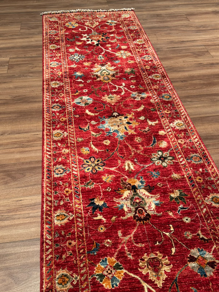 Sultani Binbirgece Uzun Yolluk Orijinal El Dokuması Kırmızı Kök Boya Yün Halı 0.78x417 3.25 Metrekare - 3x13 ft