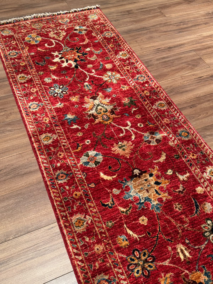 Sultani Binbirgece Uzun Yolluk Orijinal El Dokuması Kırmızı Kök Boya Yün Halı 0.78x417 3.25 Metrekare - 3x13 ft