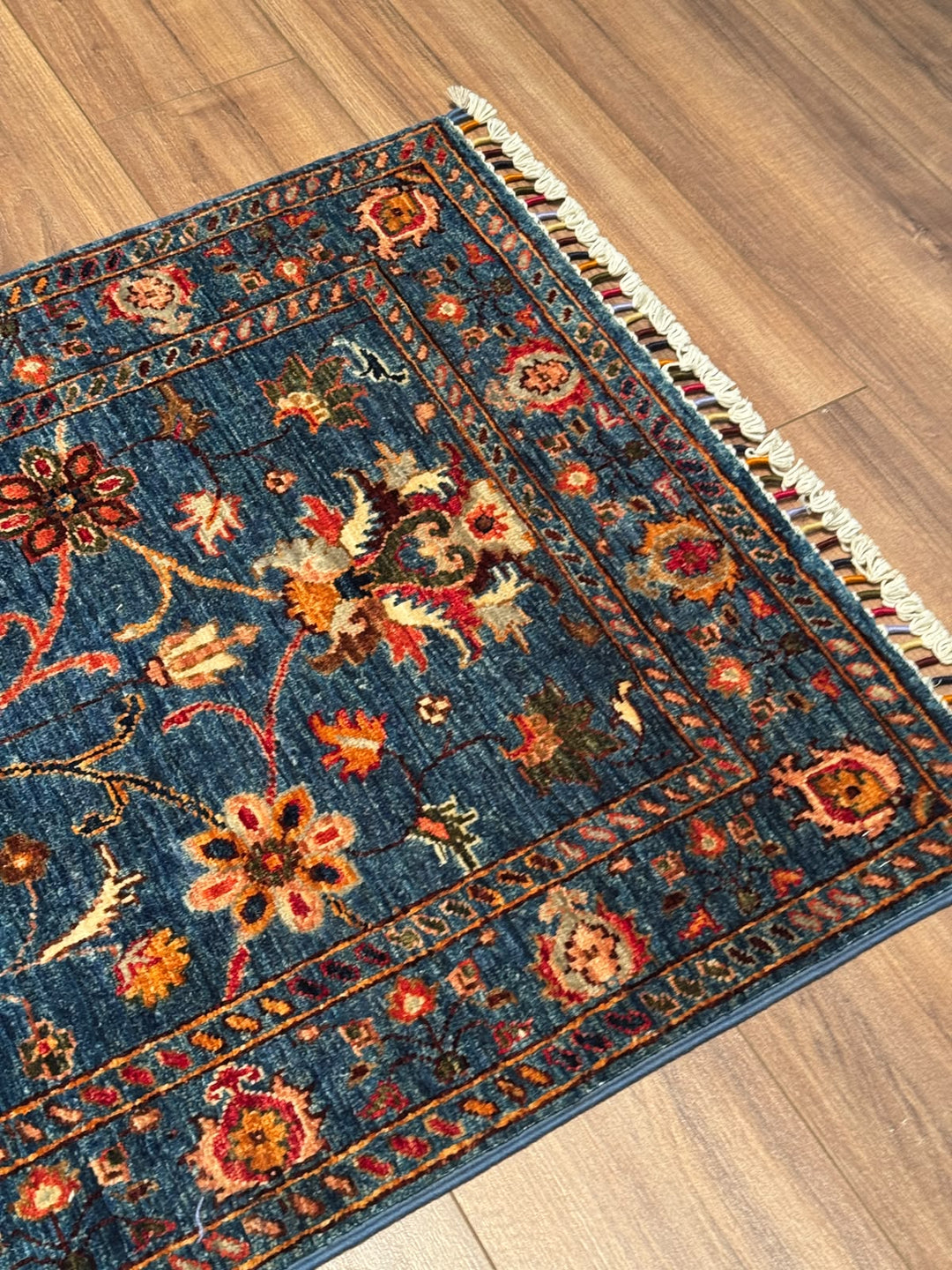 Sultani Binbirgece Uzun Yolluk Orijinal El Dokuması Lacivert Kök Boya Yün Halı 0.77x415 3.20 Metrekare - 3x13 ft