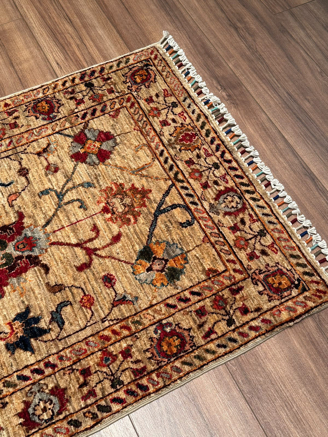Sultani Binbirgece Uzun Yolluk Orijinal El Dokuması Bej Kök Boya Yün Halı 0.78x438 3.42 Metrekare - 3x13 ft