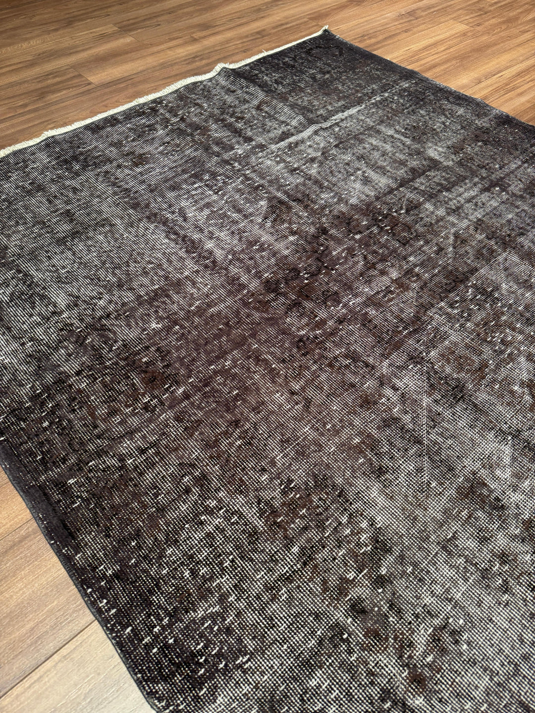 Orijinal Vintage Gri Kök Boya Yün El Dokuma Halı 168x274 4.60 Metrekare - 5x8 ft