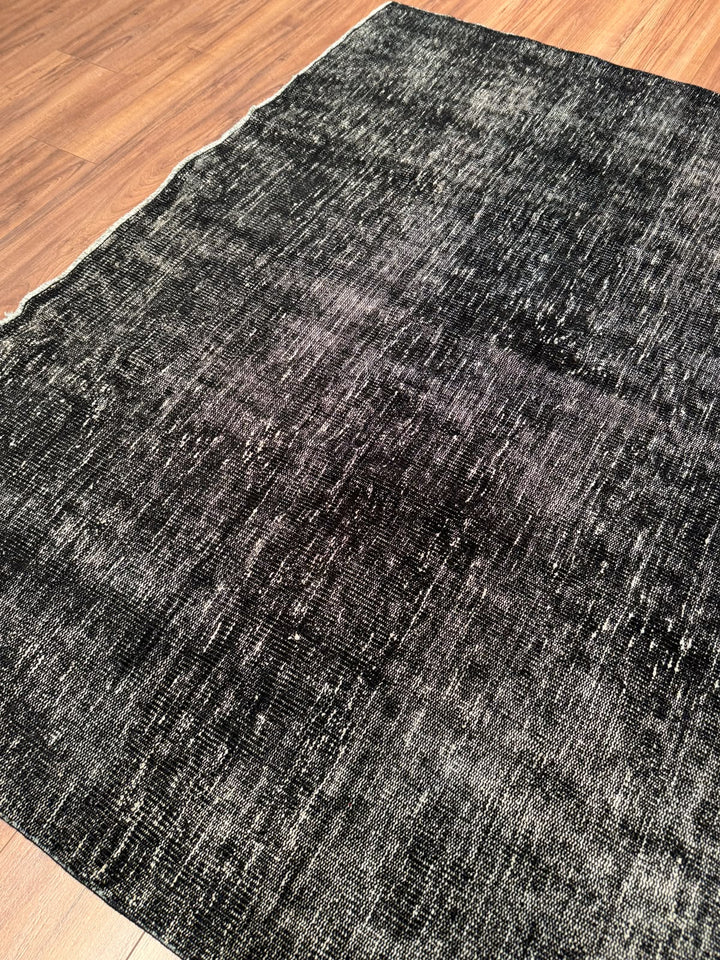 Orijinal Vintage Siyah Kök Boya Yün El Dokuma Halı 192x273 5.24 Metrekare - 6x8 ft